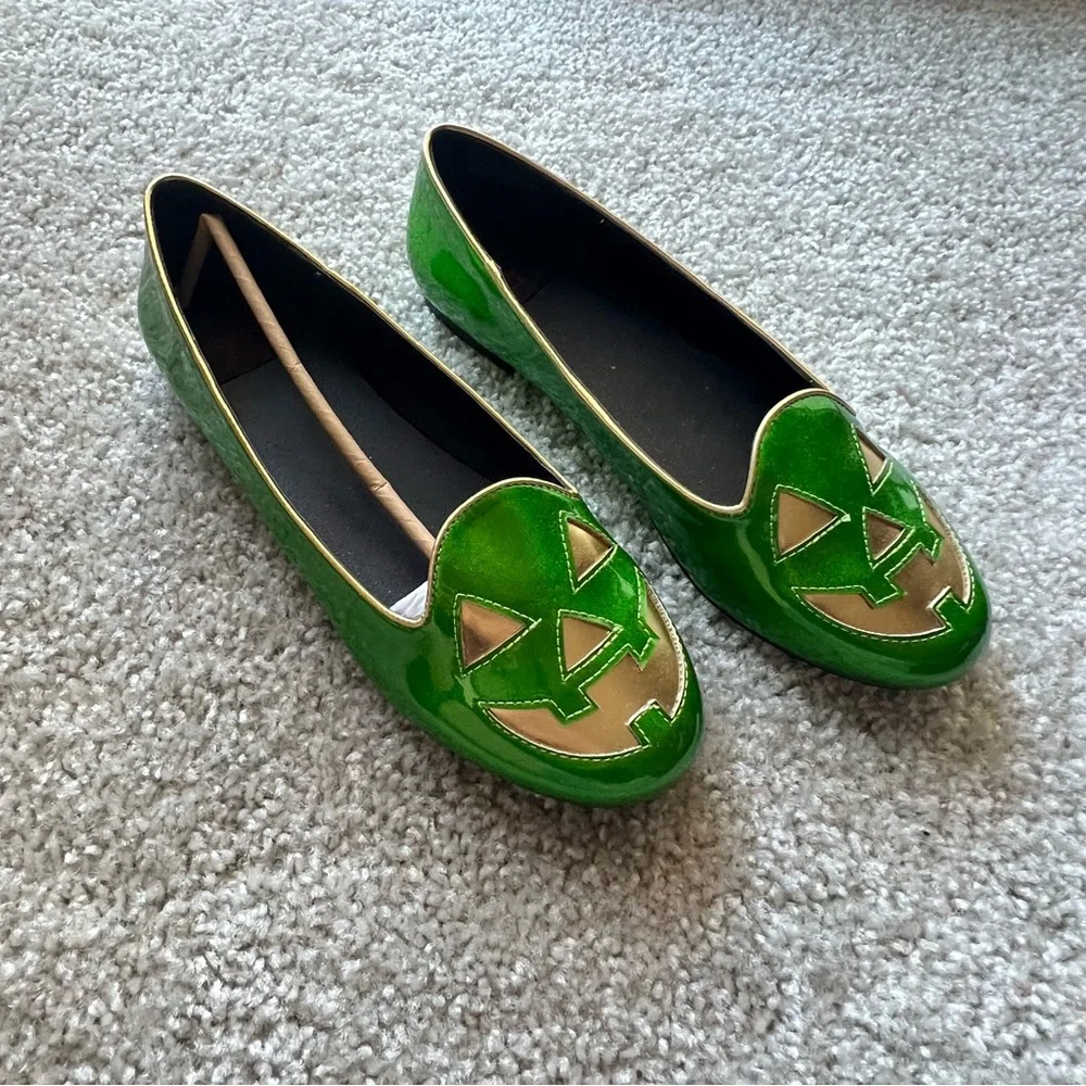 Strange Cvlt Lydia Jack Green Glitter/Gold Limited Edition Flats Loafers Size 10